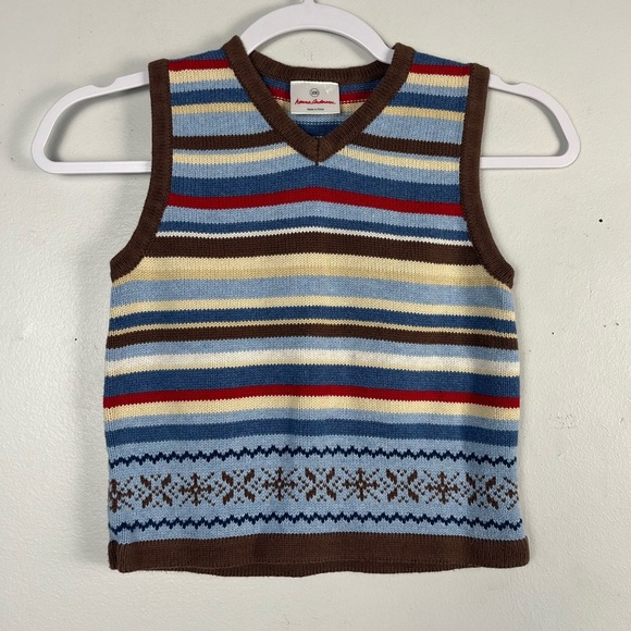 Hanna Anderson Holiday Cotton striped isle vest size 4 - Picture 1 of 5